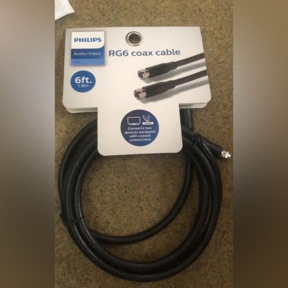 Philips RG6 Coax Cable 6ft Black - Picture 1 of 1